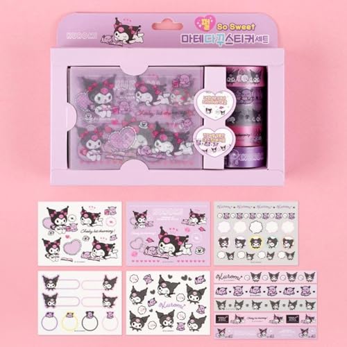Image of GASHINA STORY Kawaii Masking Tape & Stickers Set - 5 Pcs for Crafts & Decor - Twinkle Pearl Design - Cute Kawaii Masking Tape Bulk - for Diary /Journal /Planners - Gift Box (Kuormi)