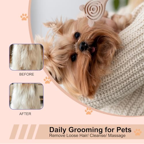 Cat-Ear Design Puppy Brush, Gentle Soft-Bristle Small Dogs Plastic Detangling Grooming Tool, Fit for Yorkie Shih Tzu Maltese Maltipoo (Light Pink) - Image 5