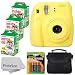 Fujifilm Instax Mini 8 Instant Film Camera (Yellow) With Fujifilm Instax Mini 6 Pack Instant Film (60 Shots) + Compact Bag Case + Batteries Top Kit - International Version (No Warranty)