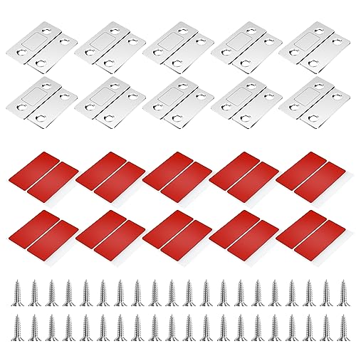 Frevoitna 10 PCS Imanes Puertas Armario, Imanes para Puertas, Iman Puerta Adhesivo, Iman Puerta Corredera Fuerte, Pestillo Ultrafinos de Puerta Magnético, con Tornillos, para Puerta Cocina, Ventana