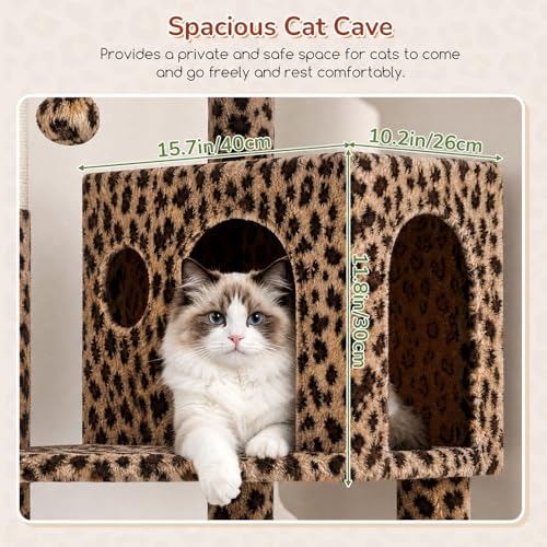 Large Wooden Cat Tree for Indoor Cats with Scratching Posts & Cozy Condos - Image 4