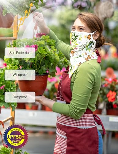 Image of FISHEAL UV Sun Protection Face Scarf Mask, Breathable Gardening Face Cover Neck Gaiter with Ear Loops Bandana for Men Women