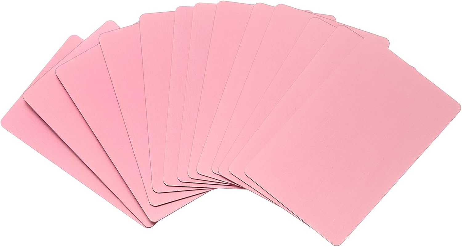 PATIKIL 20 Pack Metal Business Cards Anodized 0.8mm Thick Anodized Aluminum Blanks Name Card 3.4x2.1Inch Laser Engrave Printable Name Card for Custom DIY, Pink
