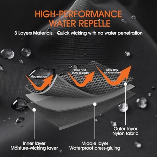 OrrinSports Gators for Hiking Boots for Men and Women Waterproof Adjustable Leg Gaiters in Hunting Sand and Mud Mountain Climbing or Snow (Black L) — view 2