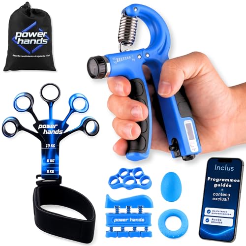 POWER HANDS - Hand Grip Musculation Main – Appareil de Musculation Avant Bras et Poignet – Grip Trainer pour Renforcement Musculaire & Rééducation –...