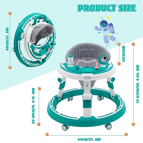 3 in 1 Baby Walker,Height Adjustable,Multifunctional Foldable Kids Push Walker Sit and Stand with 360° Quiet Wheels,Dinner Tray and Game Play Center(with Music),Gift for Girls Boys 6 Months+,Blue - Image 5