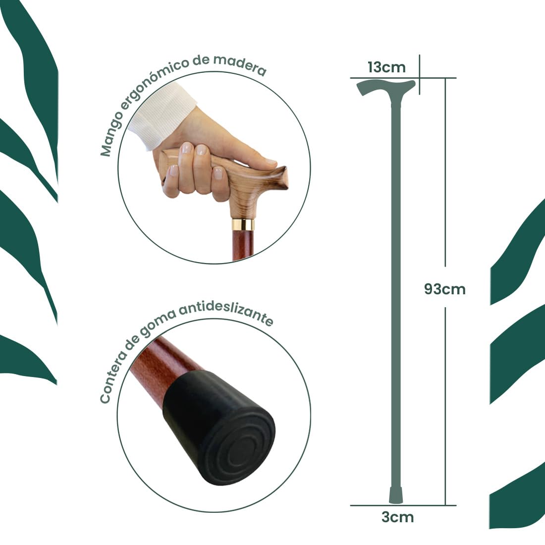 Flexor Bastón de Madera de Haya para Caminar, Diseño Ergonómico, Ligero y Elegante, Puño Decorativo, Adultos Unisex, Bastón de Paseo Marrón