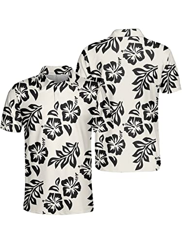 Kinata Hawaiian Polo Shirts For Men Hibiscus Hawaiian Shirt Wild Golf Shirts For Men Funny Golf Shirts For Men Golf Polo #TOP2