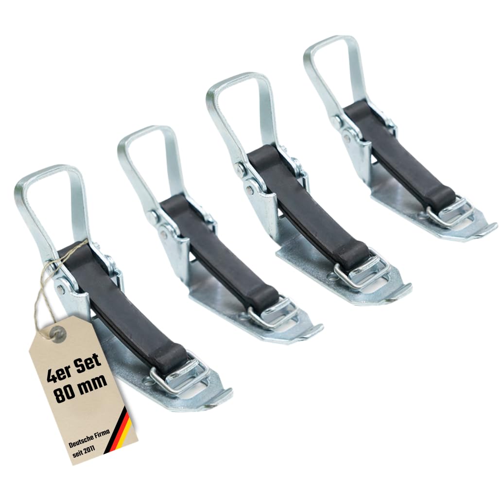 Supporto per pala, vanga e scopa, chiusura a tensione, 4 pezzi, 80 mm, Nero