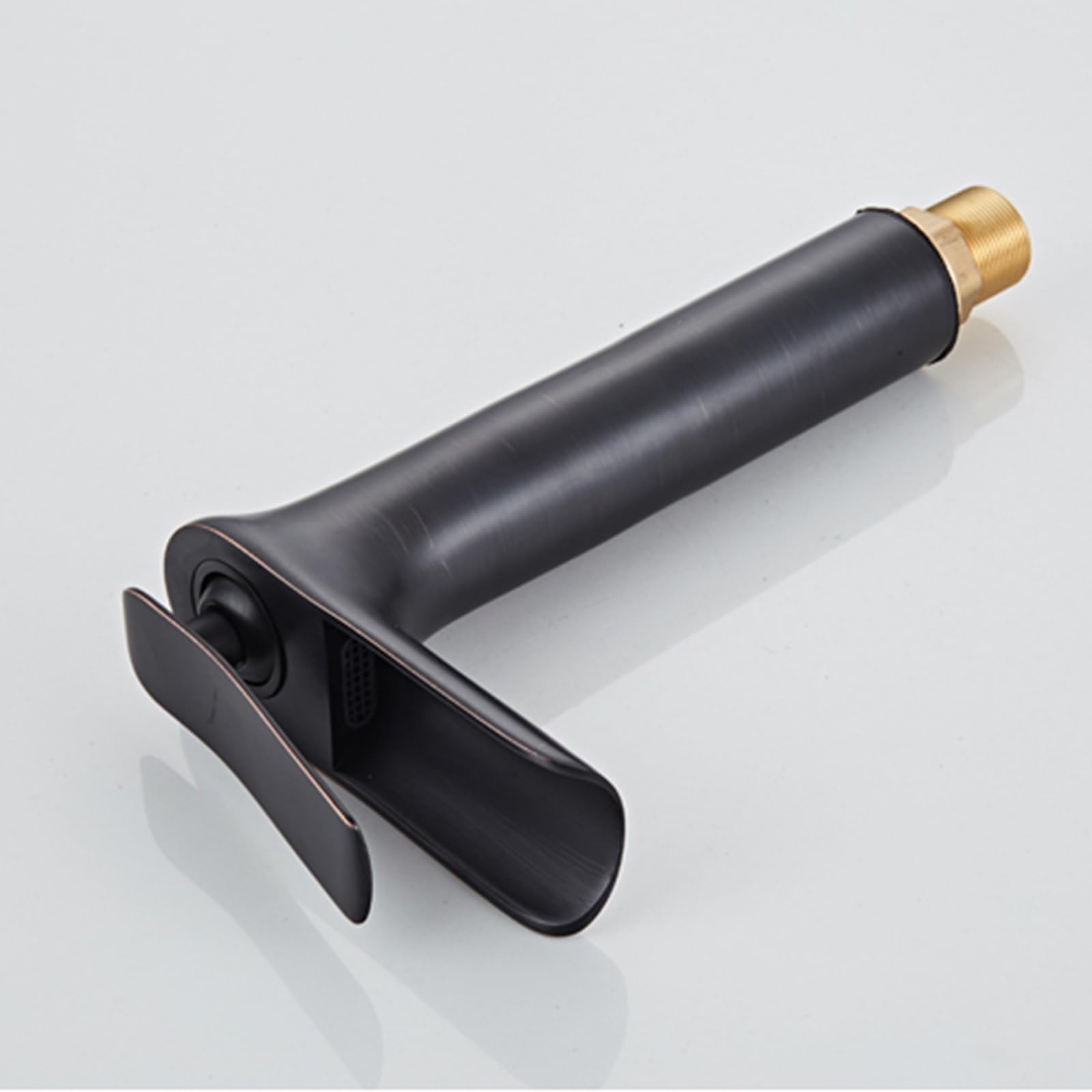 Mischbatterie Waschbecken Wasserfall Badarmatur Waschbecken Hoch Einhebelmischer Bad Waschbecken Wasserhahn Warm Und Kaltmischwasser Vollkupfer Einlochhahn,Retro Schwarz,hoch