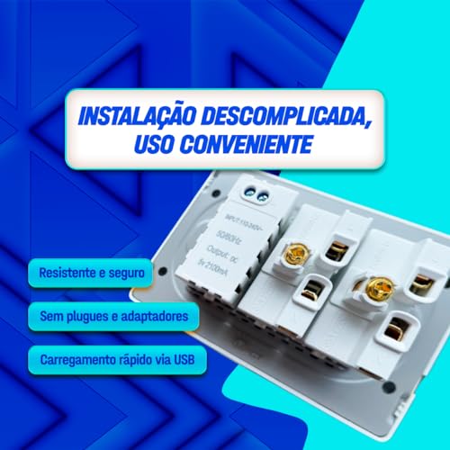 Tomada USB de parede bivolt Carregador Universal Celular espelho de embutir