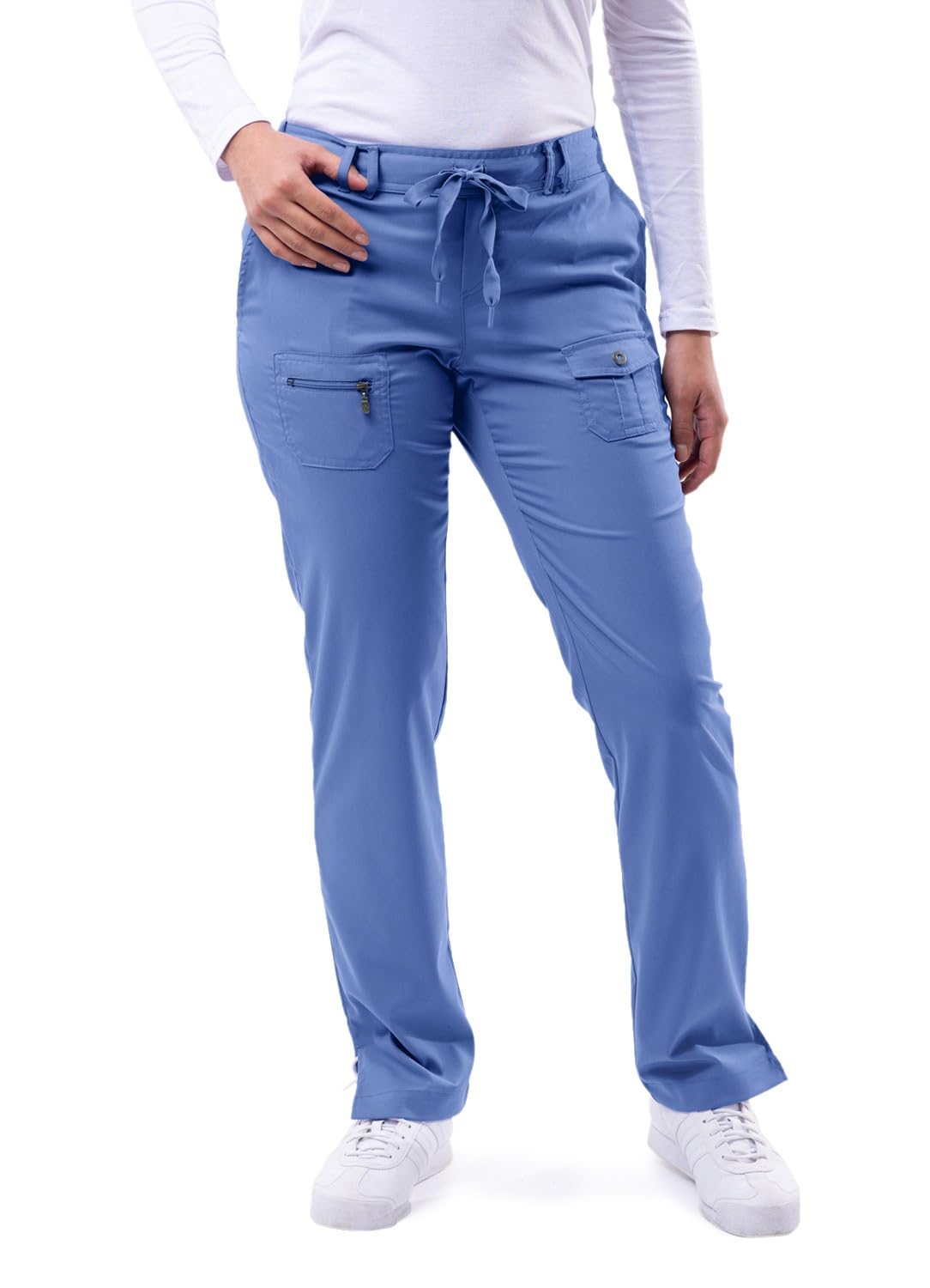 Adar Pro Damskie Kittel - Medyczne spodnie do jogi Skinny - P4100P - Ceil Blue - 3X