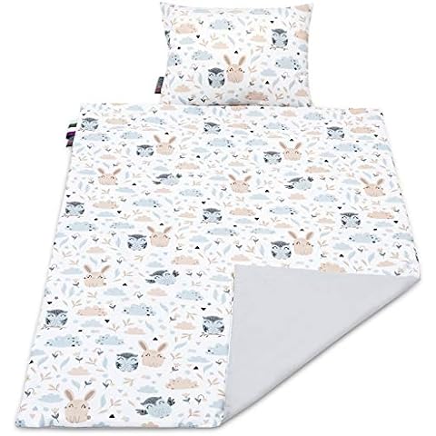 Lajlo - Toddler Cot Bed Quilt Duvet and Pillow Set | Newborn Essentials | Blanket for Babies | Cotton Quilt | Hypoallergenic | Antibacterial Fabric (Animals) Cover
