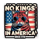 (6in - 2Pcs) No Kings in America Sticker FDT Since 1776 Retro US Flag Vintage Cat Waterproof Vinyl Bumper Sticker for Water Bottle Hard Hat Helmet Car Laptop
