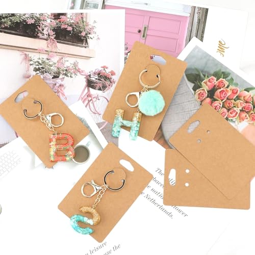 Image of Festiko Keychain Display Cards (Brown Kraft A, Pack of 100 Pcs, 4.7 inch*3.1 inch), Keyring Display Cards, Jewellery Display Cards