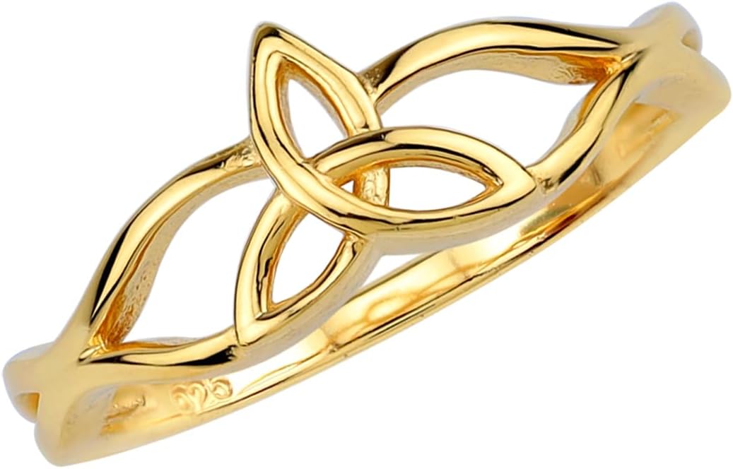 Silvershake 18K Yellow Gold Plated 925 Sterling Silver Triquetra Trinity Celtic Knot Ring Jewelry for Women