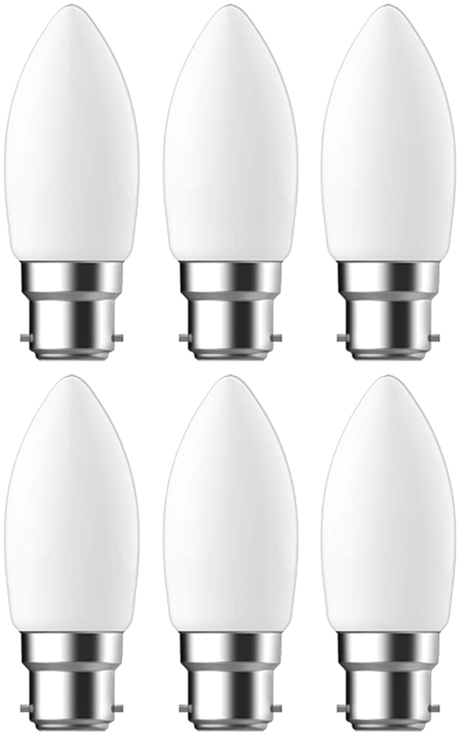 Energetic Candle Frosted LED Light Bulb, B22, 4W, 470 Lumens, Warm White 2700K - 6 Pack