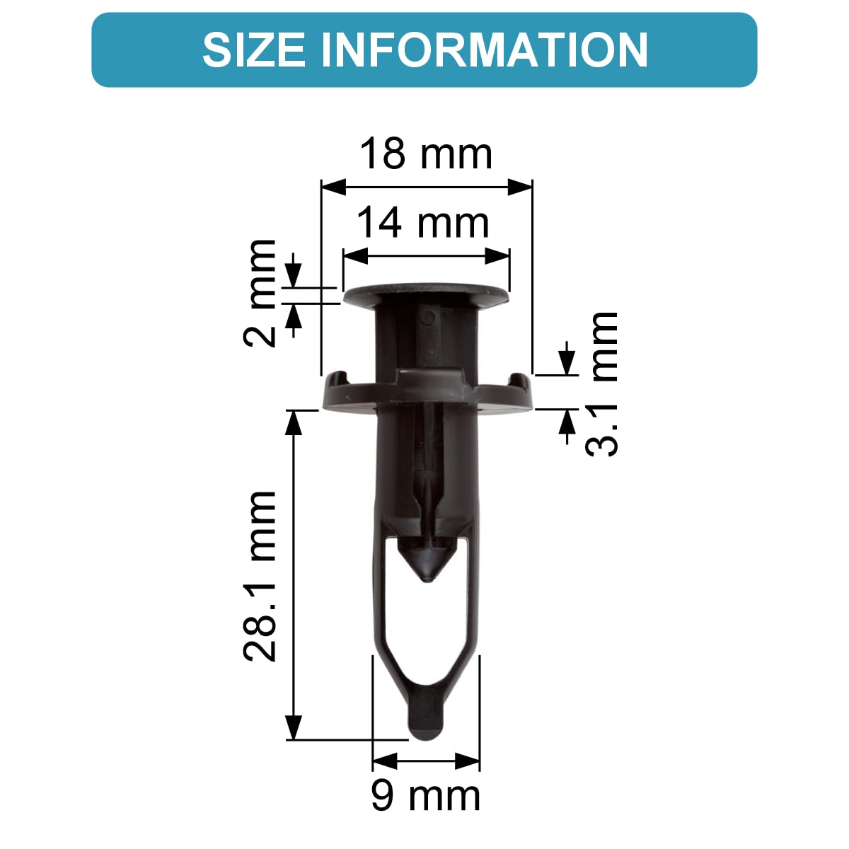 CARSO Replacement Push Rivet Rivet 9mm Diameter Compatible with