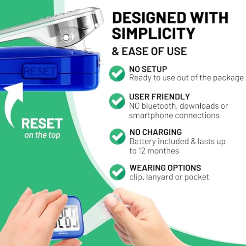 Image of 3D Pedometer for Walking, Simple Step Counter with Large Digital Display, Step Tracker with Removable Clip Lanyard, Accurately Track Steps for Men Women Kids Adults Seniors