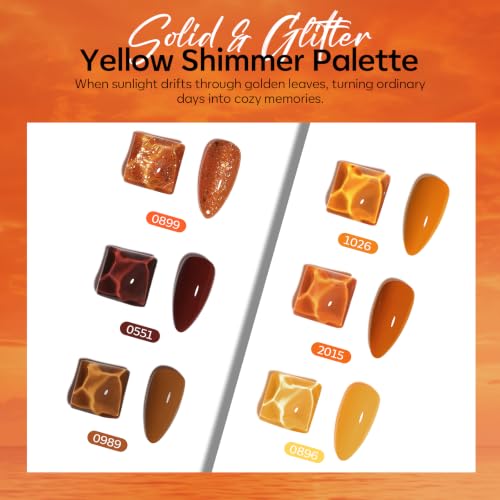 Image of modelones Gel Nail Polish Set Glitter 6 Colors Brown Maple Red Nail Polish