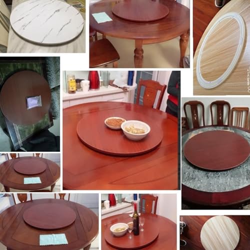 Lazy Susan redonda de madera blanca que soluciona el alcance de platos en mesas grandes 3
