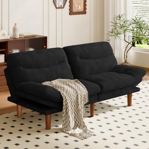 Image of Amada 66 inch Convertible Futon Sofa Bed Corduroy Loveseat