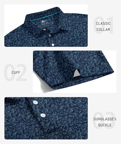 Image of ZITY Mens Golf Polo Shirts Short Sleeve UPF 50+ Performance Moisture Wicking Print Pattern Casual Collared Golf Shirt for Men