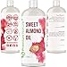 Sweet Almond Oil Carrier Oil - Cold Pressed Pure Natural Body Massage Oils for Essential Oils Mixing, Baby Oil Dry Skin Face Moisturizer Eye Makeup Remover Healthy Nails Packaging May Vary (32 ounce)