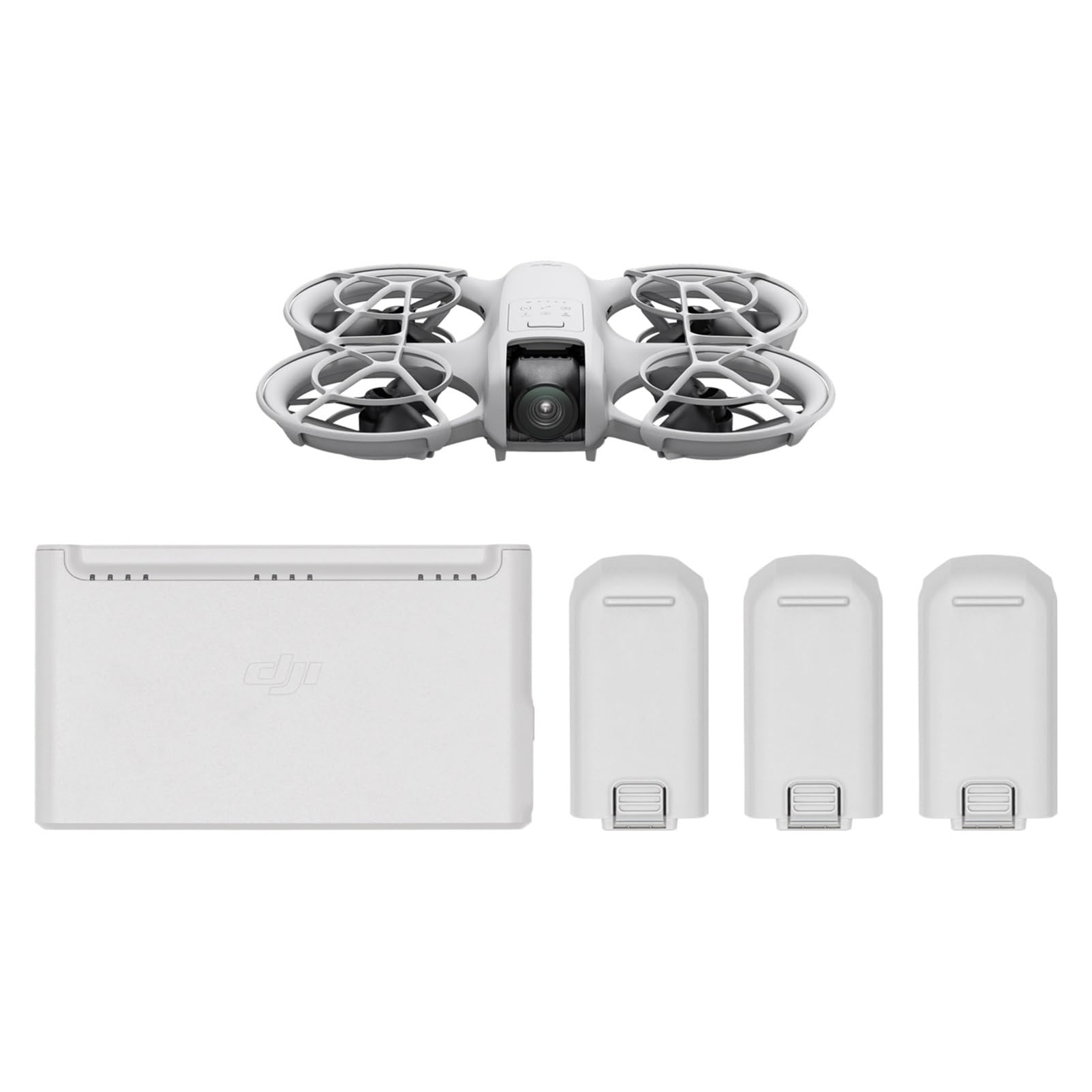 Pack DJI Neo con Tres Baterías, dron mini con cámara 4K UHD para adultos, 135 g dron que vuela siguiéndote, despega desde la mano, seguimiento de objetivos, vídeo estabilizado (sin control remoto)