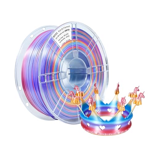 Image of iBOSS 3D Printer Filament 1.75mm + /- 0.02 mm, Rainbow PLA Plus Filament, Multicolor Strong Toughness No-Tangling 1kg, Color Changing Multicolor PLA+ Filament for FDM 3D Printers (Silk Cosmic Rainbow)