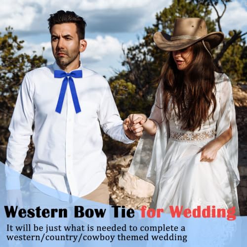 Image of Luckyvestir Western Bow Ties for Men Women, Black /Red Colonel Satin Ribbon String Bow Tie for Costume Uniform