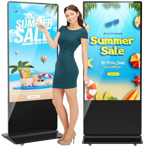 Image of 65 inch Indoor Digital Signage 4K Touchscreen IPS Floor Standing Digital Kiosks Interactive Displays with WiFi HDMI /USB Input Auto AD Player, Android OS
