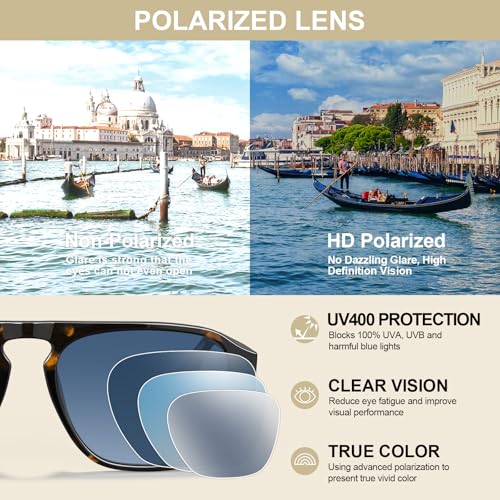 Image of STGATN Polarized Square Sunglasses for Men UV Protection Shades Classic Driving Glasses ST3475