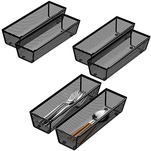 Furninxs Silverware Drawer Organizer, Mesh Utensil Organizer For Kitchen Drawers, Silverware Tray With Interlocking Arm, Narrow Utensil Holder For Flatware, Forks, Spoons, Knives (Set Of 6) #TOP7