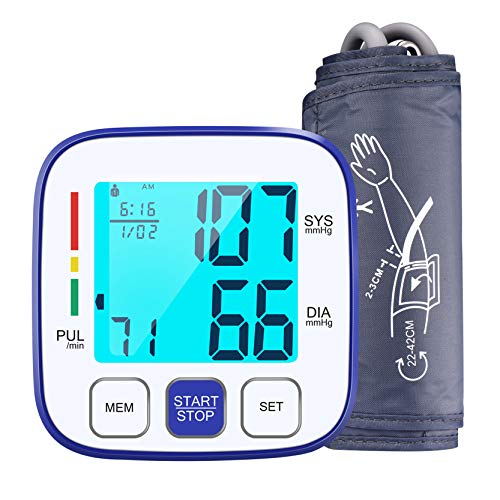 Blutdruckmessgerät für Oberarm, ATMOKO Vollautomatisch Blutdruckmessgerät mit Arrhythmie-Erkennung, 2x120 Speicherkapazität, 22-42cm große Manschette