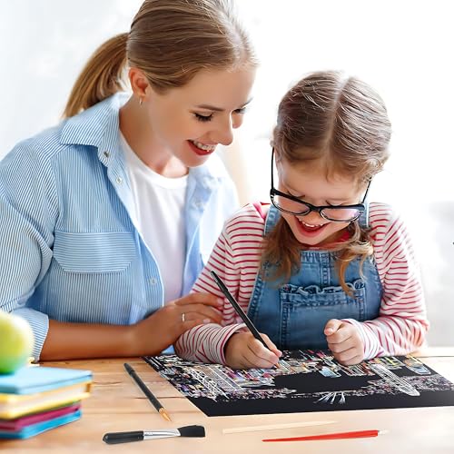 Image of 3 Pcs Scratch Art Tools, Dual Tip Scratch Pens for Rainbow Painting and DIY Crafts, Scratch Art Sticks for Creative Drawing and Art Projects, Scratch Art Painting Paper Tool Kit