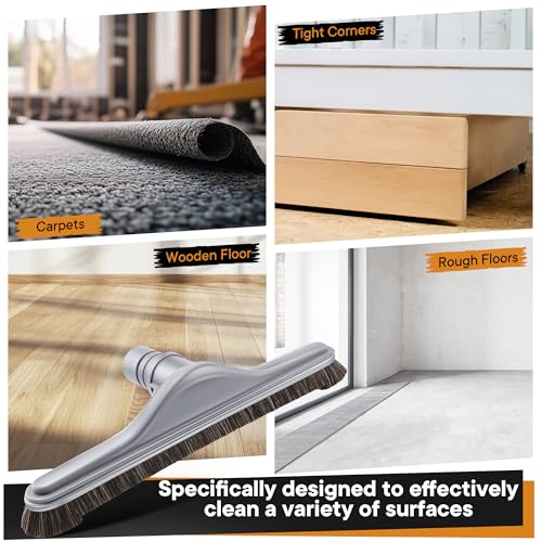 Image of Replacement Floor Tool Compatible with ProTeam 101446 E-Z Glide Backpack Vacuum,Compatible with Hoover C2401, 14 inch Multi-Surface Brush for Commercial Cleaner(2 Pack,Horse Hair Brush)
