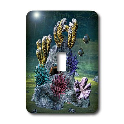 Interrupteur à bascule unique pour remplacer une plaque blanche usée motif océan - 3