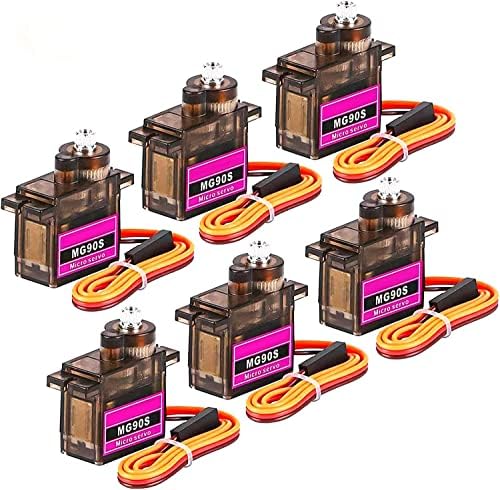 Seamuing 6Pcs MG90S Micro Servo 9G Servo Motor Metal Geared Micro Servo Motor 9G Smart Robot Car Helicopter Plane Boat
