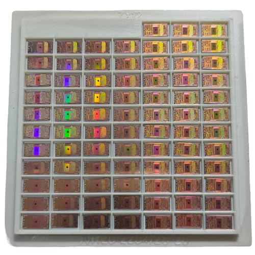 Non-Functional Silicon IC Die Wafer, Bare CPU Semiconductor Chip Sample with CMOS Lithography Patterns for Teaching, STEM Education, and Art Display (0.24" x 0.12" 1 Box /80 pcs)