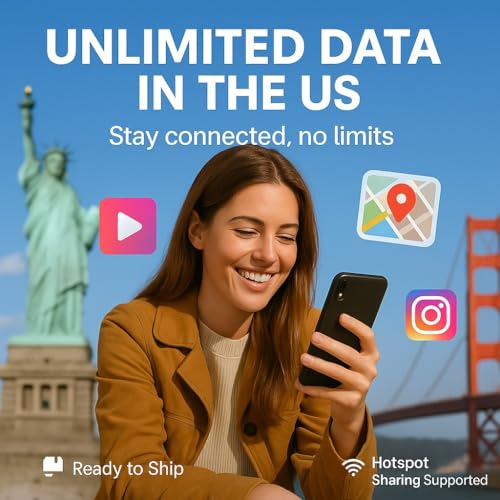 USA Prepaid SIM Card (Use T-Mobile network)|Unlimited 5G/4G Internet Data in USA (Hawaii included)+Unlimited low-speed Data in Canada and Mexico|Limitless Calls and Texts among US, CA and MX (6 Days)