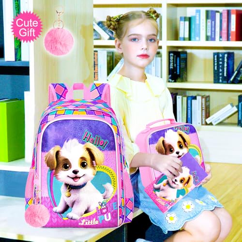 Image of CCJPX 3PCS Kids Backpack for Girls, 16 inchDog School Bookbag Set, Cute Water Resistant Elementary School Bag for Preschool Kindergarten Toddler