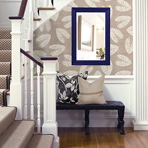 Image of Howard Elliott George Rectangular Glossy Navy Wall Mirror, Rectangle Hanging Wood Framed Vanity Mirrors for Home Decor, Living Room, Bathroom, Bedroom, or Hallway, 24 x 36 Inch