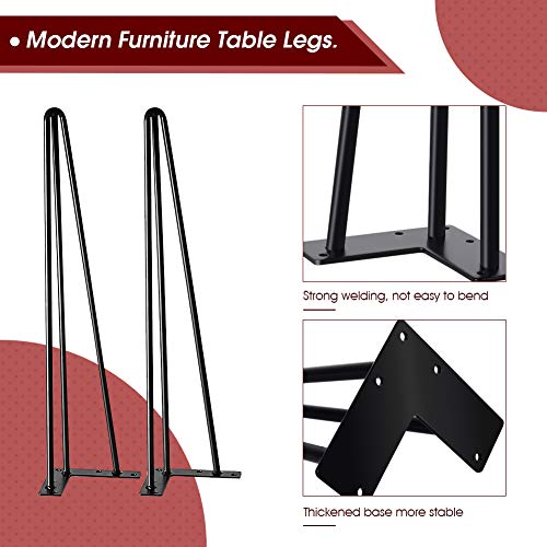 Intergreat Steel 22" Hairpin Table Legs (Set Of 4), Heavy Duty Raw Steel 3 Rods Hairpin Metal Legs Suitable For Coffee Table, End Table Workstation #TOP2