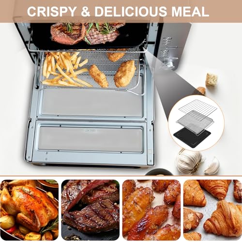 Image of 3 IN 1 Smart Double Oven Accessories for Ninja DCT401 DCT451 12 in 1, 13''x12.6'' Steel Toaster Oven Replacement Parts Accessories Dehydrator Grill Rack for Ninja DCT601 DCT651 DCT402BK Smart Oven