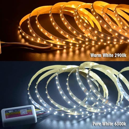 Tira LED RGB+CCT 16.4 pies 24V Super Brillante 300 LEDs miniatura 5