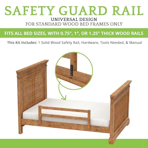 Image of Safety Guard Rail for Baby, Kids, and Children - Solid Wood Safety Bed Rail for Toddlers - Easy Installation - Premium Protection for Bunk, Twin, Full, Queen and King Size Beds - (Natural Rustic)