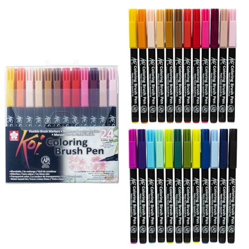 SAKURA Koi Set Brush Pen 24 Couleurs | Marqueurs Pointe Pinceau pour Ecriture, Dessin & Journaling