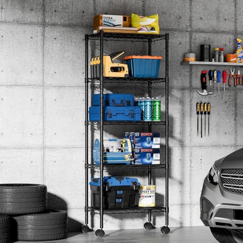 Image of DUMOS 5-Tier Metal Storage Shelves, Shelving Unit, Storage Rack, 23 inch W