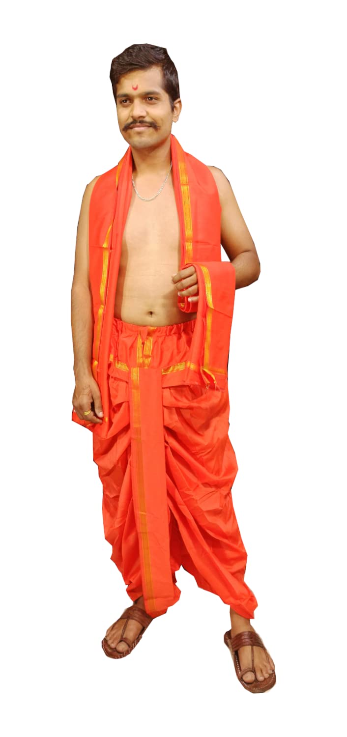 Men Polyester Ready to Wear Zari Work Dhoti With Dupatta For Men-image-44